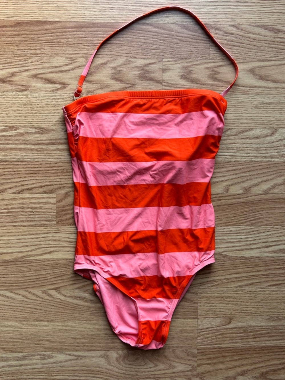 KATE SPADE Fresh Toma Bandeau Pink Orange Horizontal Stripe One Piece Swimsuit